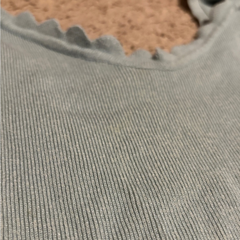 mine Light Sage Blue Ruffle-Strap Knit Tank - Picture 2 of 4